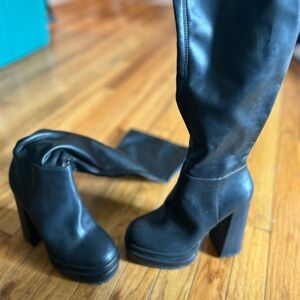 JLO Platform Thigh High Black Boot Size 6 $80